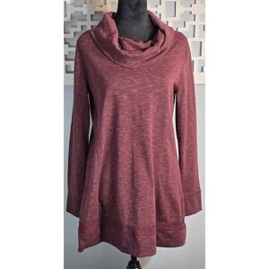 RELATIVITY Pullover  Cowl Neck Lace Accent Maroon Knit Sweater Women's Size Med